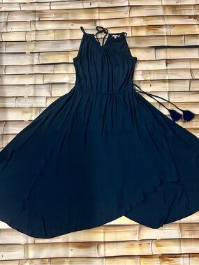 Calypso St. Barth Navy Sleeveless High Low Tassel Dress Size S
